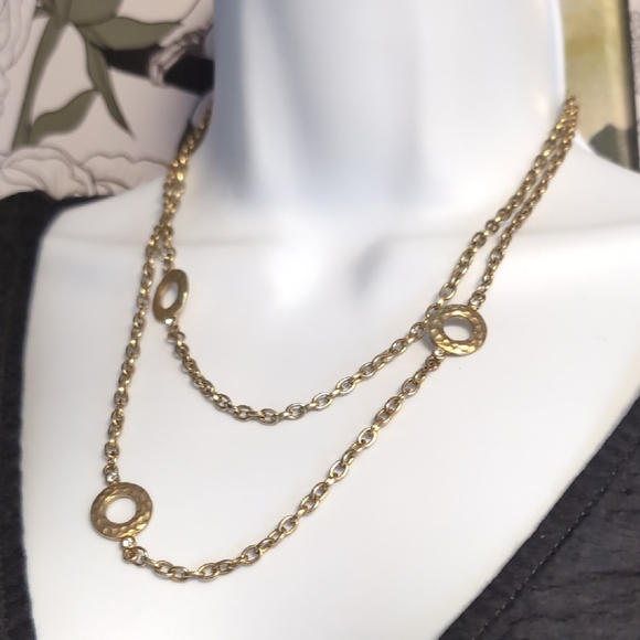 Hammered Donut Style Gold Chain Necklace - Picture 4 of 8